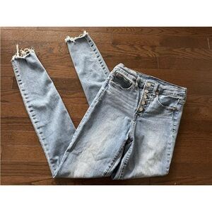 GAP True Skinny Jeans Blue Denim High Rise Waist Size 4 27 Tall style #660517